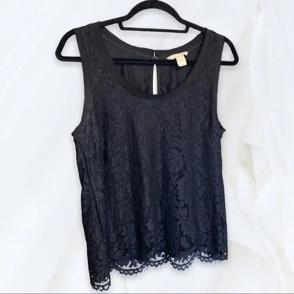 Black Lace Tank Top (S) Banana Republic